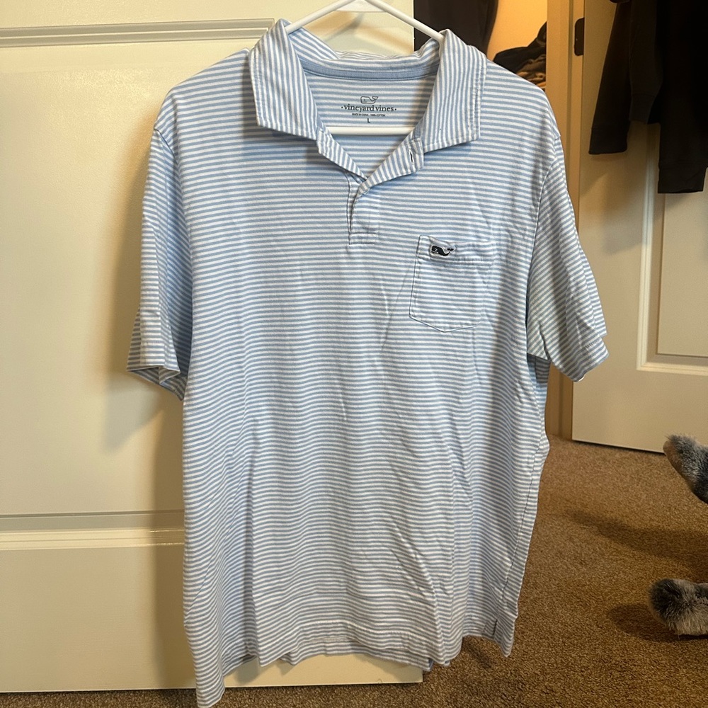 Men’s Large Vineyard Vines Striped Polo (100% Cotton)